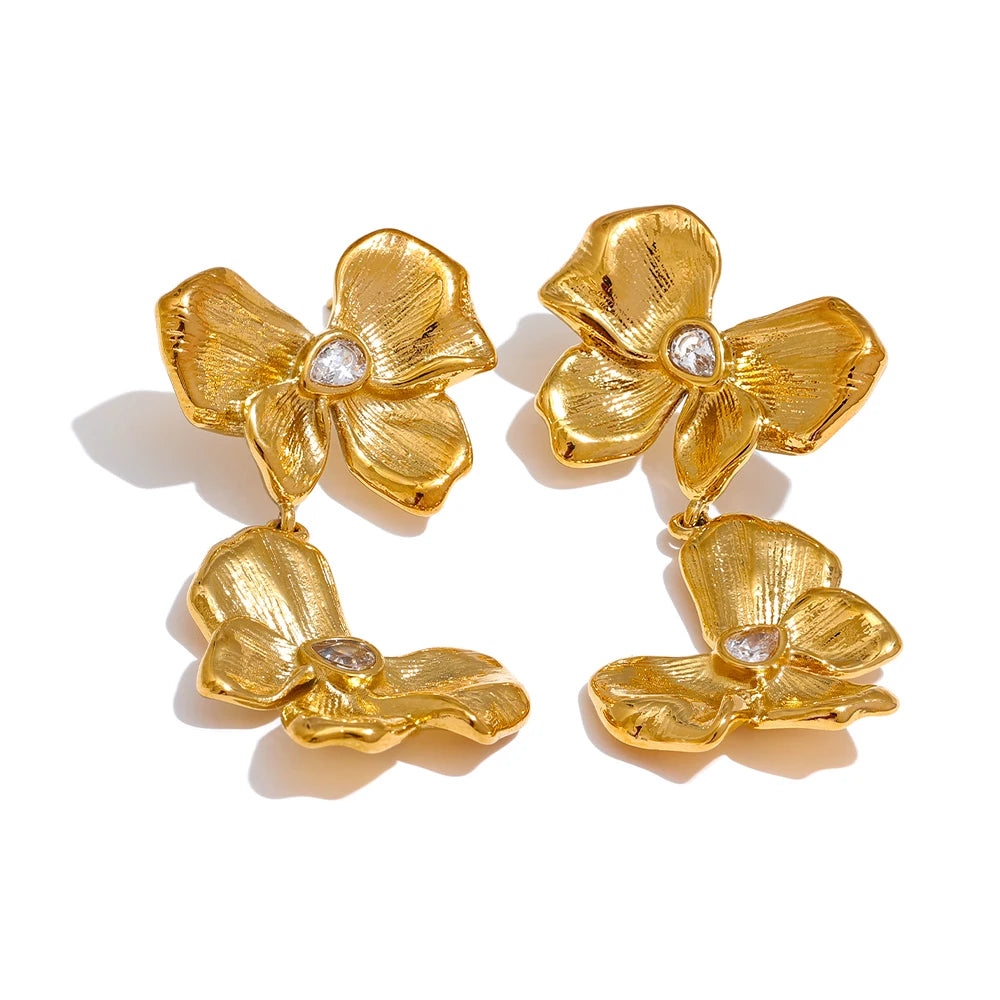 Astella Stainless steel earrings. Gold waterproof, tarnish free.