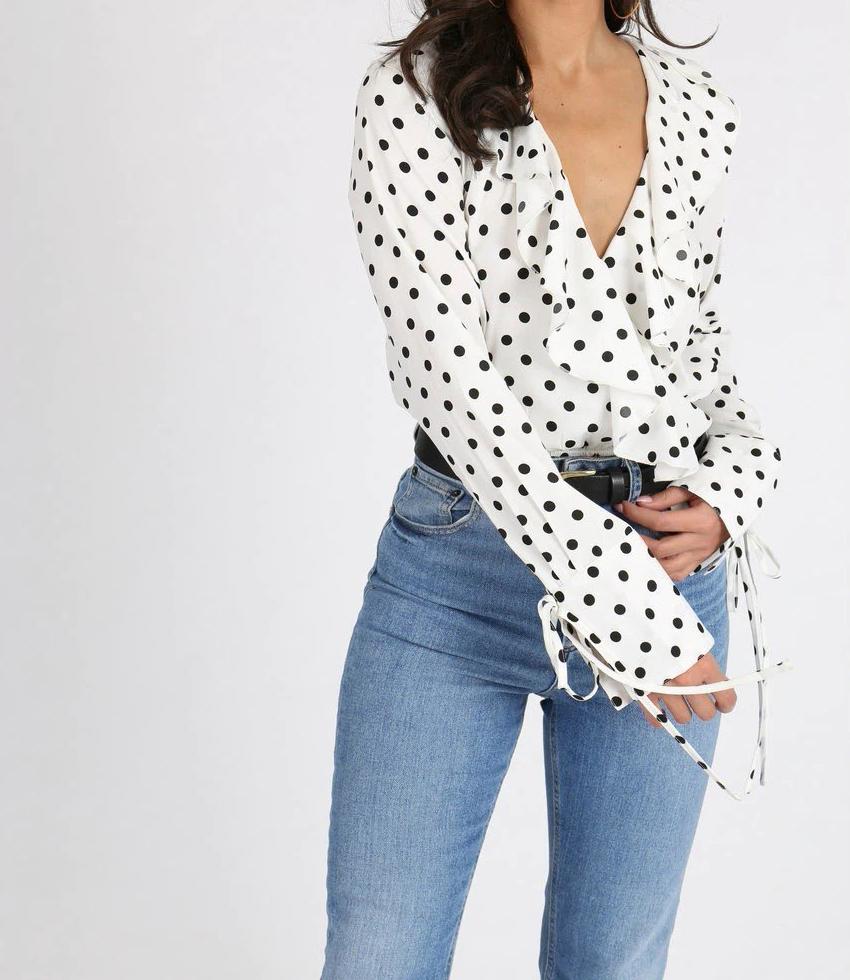 White Polka Dot Bodysuit