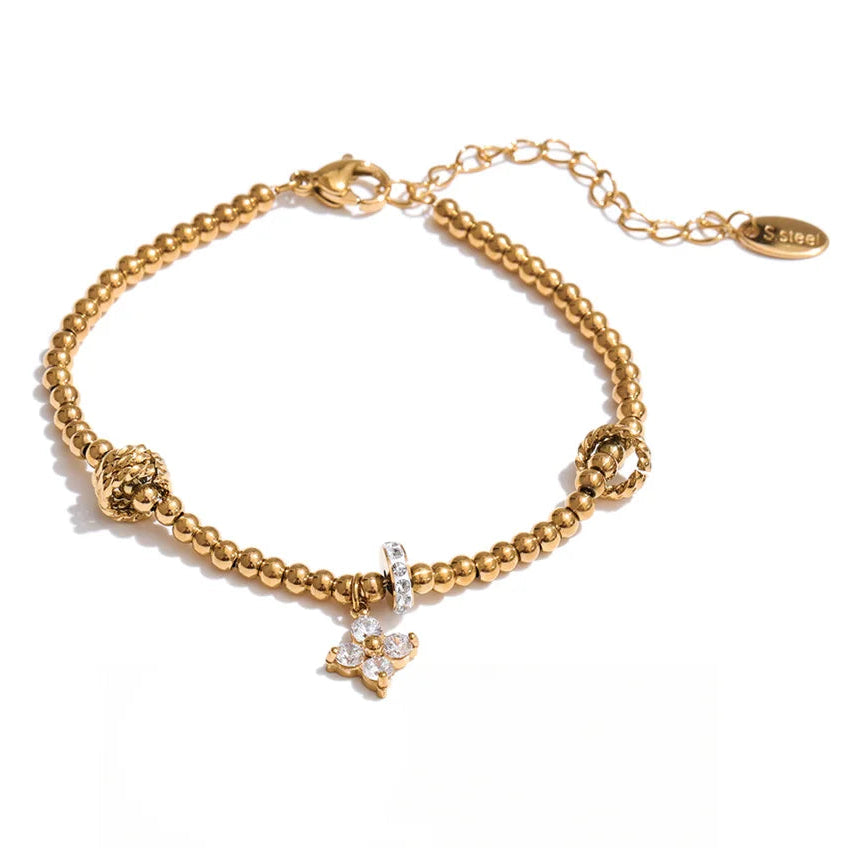 Stainless steel gold charm bracelet