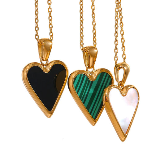 Shop the Milly Necklace: enamel heart pendant necklace in three colours. 18k gold-tone stainless steel, hypoallergenic.