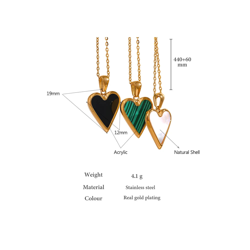 Shop the Milly Necklace: enamel heart pendant necklace in three colours. 18k gold-tone stainless steel, hypoallergenic.