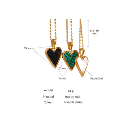 Shop the Milly Necklace: enamel heart pendant necklace in three colours. 18k gold-tone stainless steel, hypoallergenic.