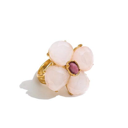 Shop the Montana Ring: bold floral cluster ring in four natural-look colourways. Adjustable, waterproof stainless steel in 18k gold-tone.
