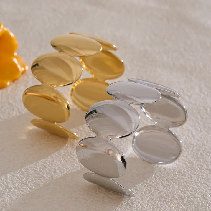 Gold and Silver Bangle Display. Waterproof stainless steel