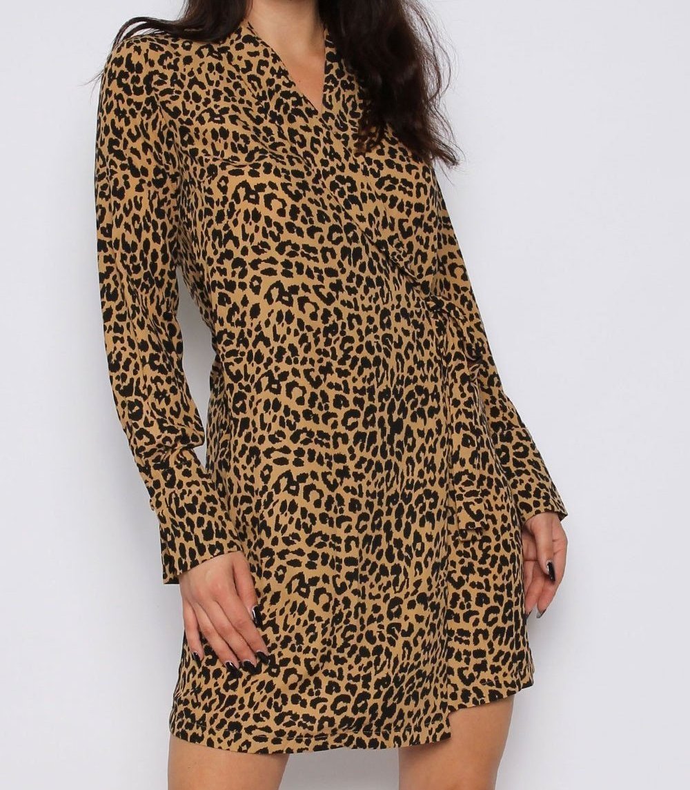 Leopard Wrap Tailored Dress